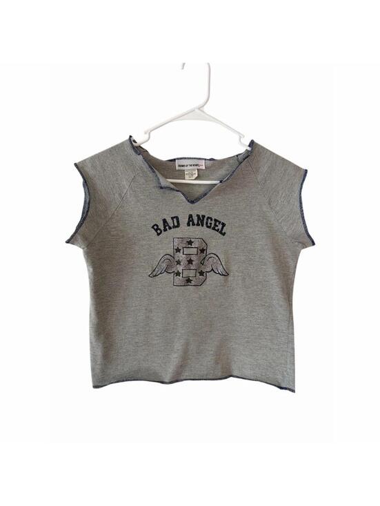 Other - Vintage Bad Angel Graphic T-Shirt Girl’s 1X Cap Sleeve Blue Contrast Stitch